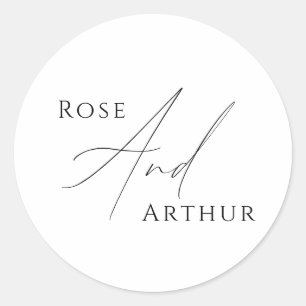Rond Sticker ronde minimaliste Mariage de script classi