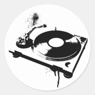 Rond Sticker ronde Tourne-disque DJ Deejay Musique de