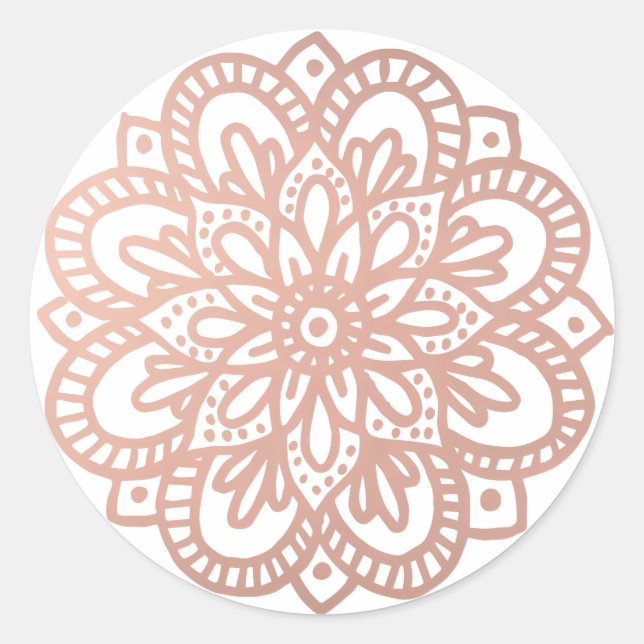 Rond Sticker rose à fleurs Mandala (Devant)