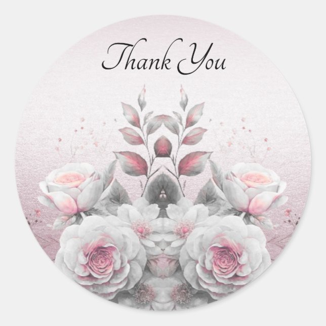 Rond Sticker rose blanc floral (Devant)