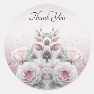 Rond Sticker rose blanc floral