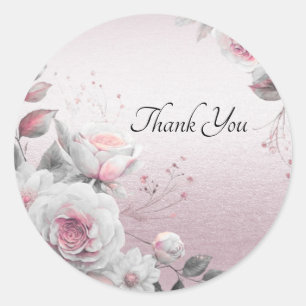 Rond Sticker rose blanc floral