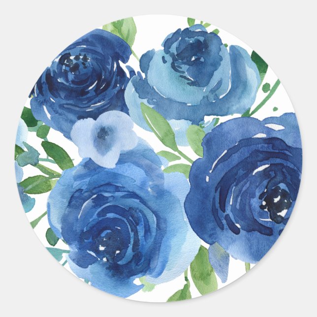 Rond Sticker Rose bleu (Devant)