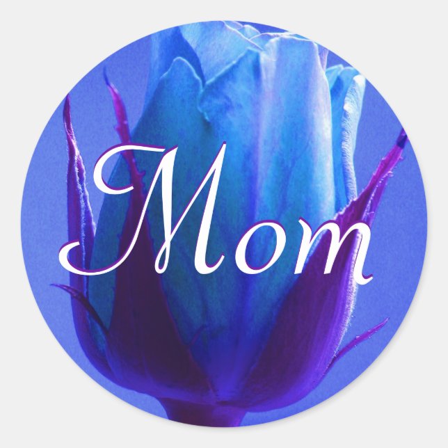 Rond Sticker Rose bleu clair maman (Devant)