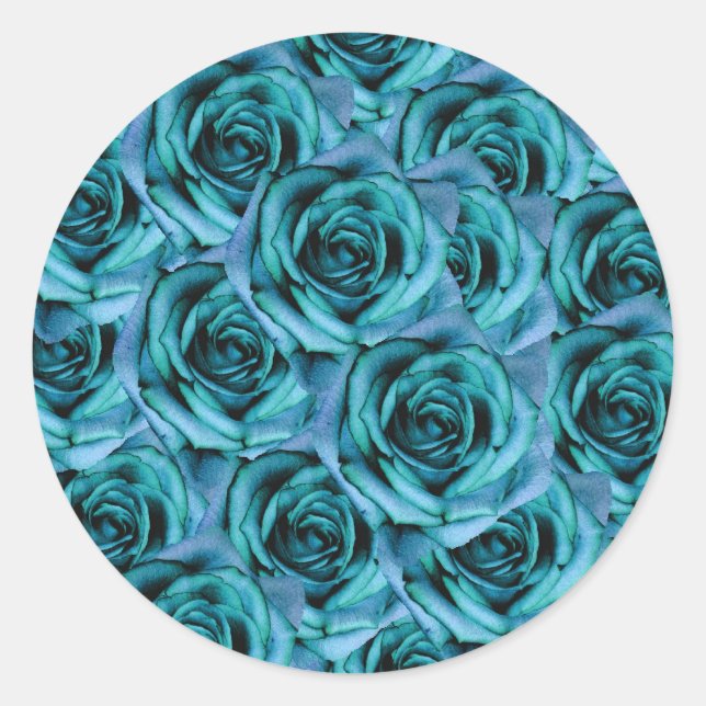 Rond Sticker Rose bleu glace (Devant)