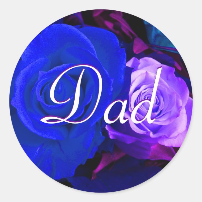 Rond Sticker Rose bleu papa (Devant)