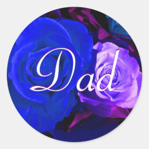 Rond Sticker Rose bleu papa