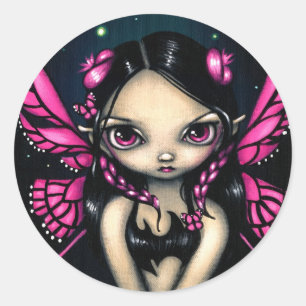 Rond Sticker "Rose Butterfly Fairy"