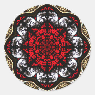 Rond Sticker Rose crâne baroque