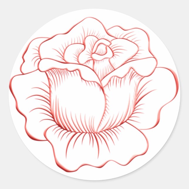 Rond Sticker Rose de pêche et sceau d'enveloppe (Devant)