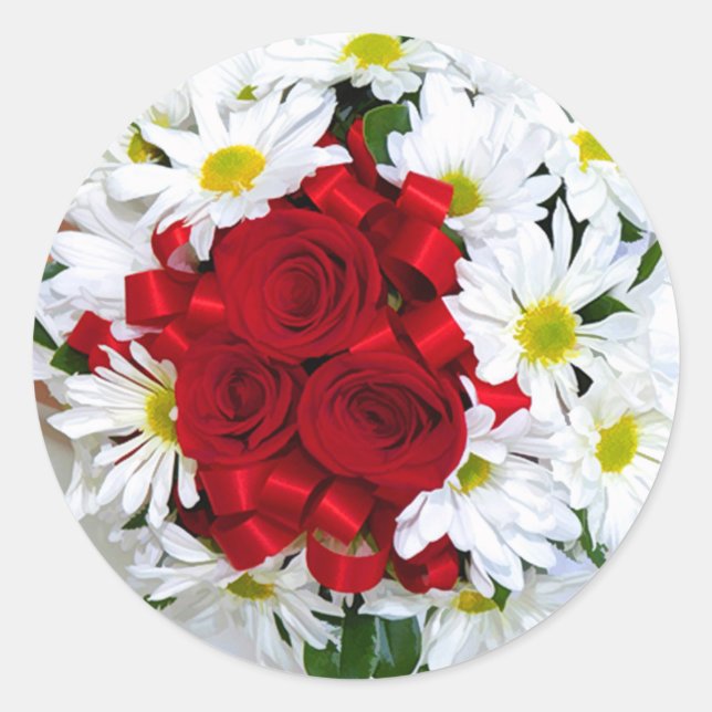 Rond Sticker rose et Mariage de marguerite (Devant)