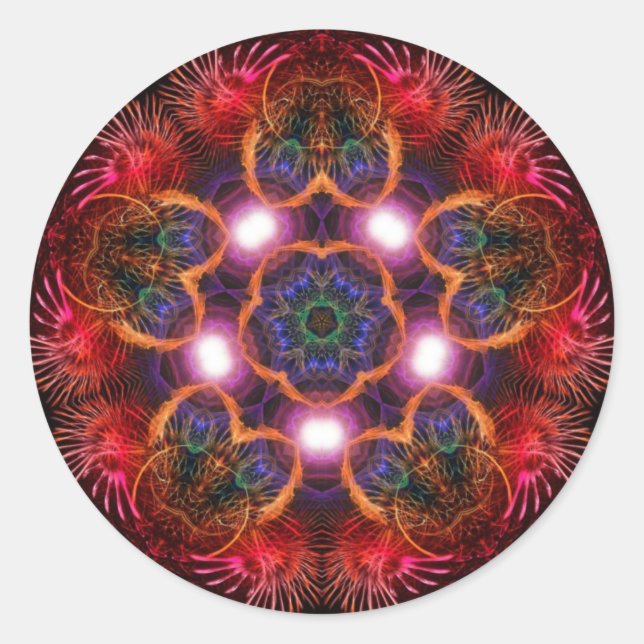 Rond Sticker rose étoilé (Devant)