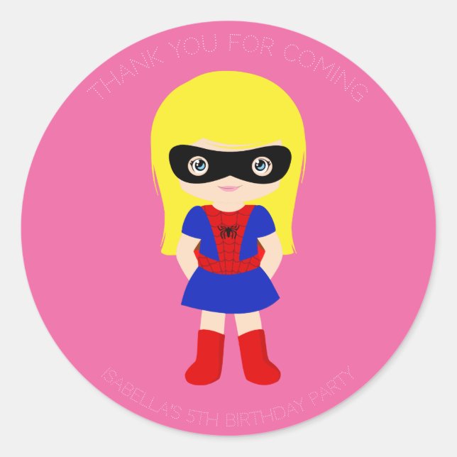 Rond Sticker rose fête d'anniversaire pour les filles s (Devant)