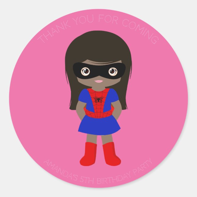 Rond Sticker rose fête d'anniversaire pour les filles s (Devant)