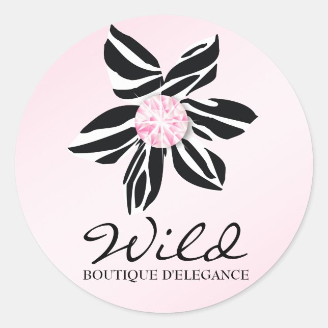 Rond Sticker rose fleur 311 Wild Zebra (Devant)