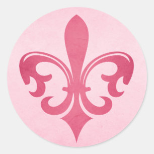 Rond sticker rose Fleur de lis