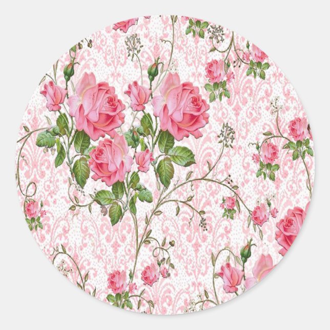 Rond Sticker rose Floral (Devant)