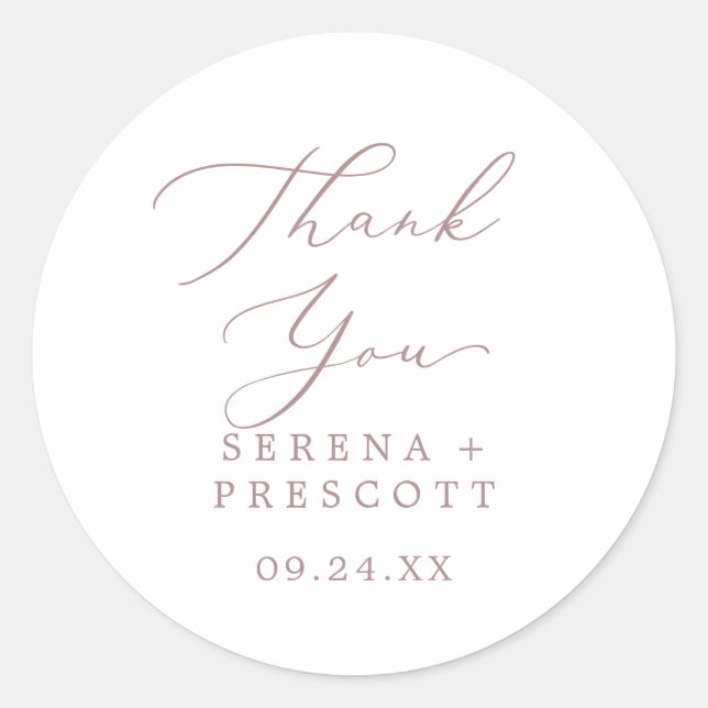 Rond Sticker Rose Gold Merci de mariage préféré (Devant)