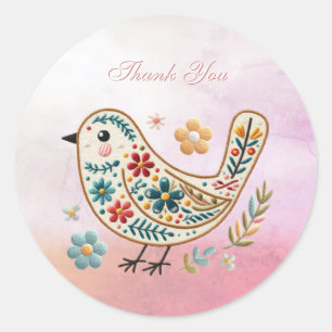 Rond Sticker rose Little Bird Floral