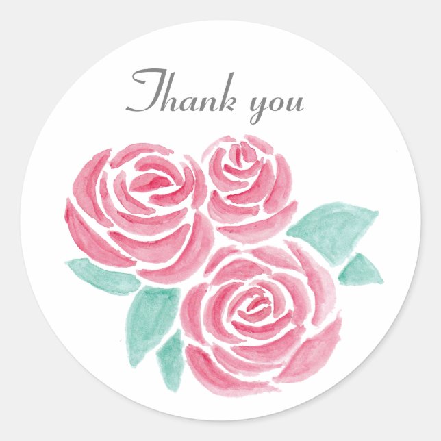 Rond Sticker rose Merci Élégant Merci Rose (Devant)