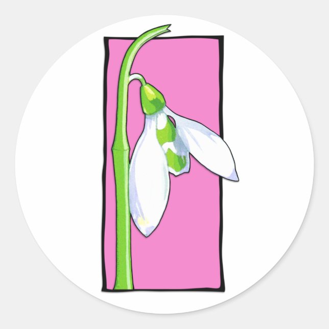 Rond Sticker rose neige (Devant)