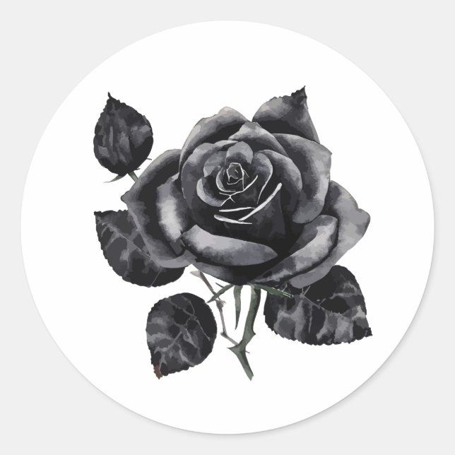 Rond Sticker Rose noir (Devant)