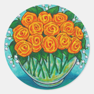 Rond Sticker Rose Orange Passion