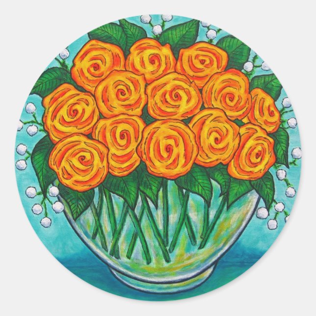 Rond Sticker Rose Orange Passion (Devant)