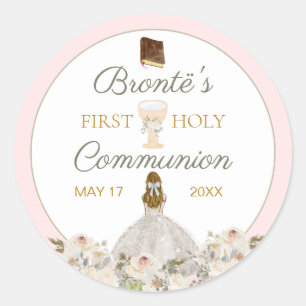 Rond Sticker rose pâle pour la première Sainte Communio