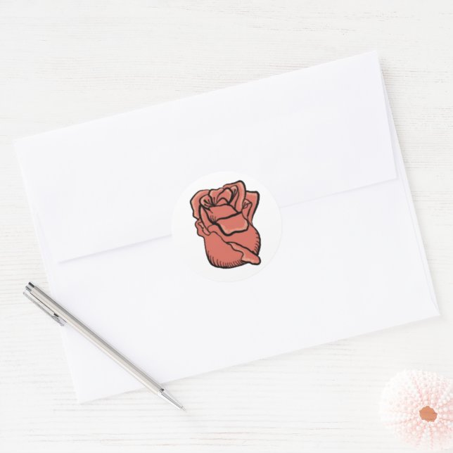Rond Sticker rose personnalisable (Enveloppe)