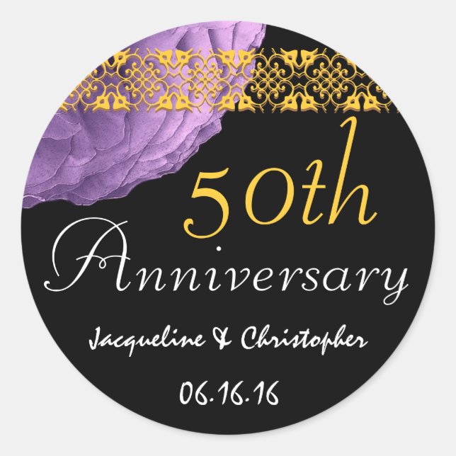 Rond Sticker Rose PURPLE 50e Anniversaire (Devant)