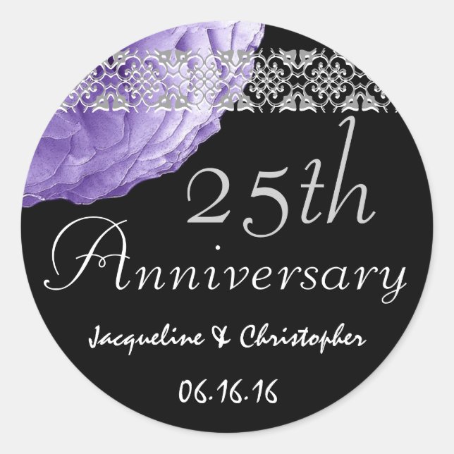 Rond Sticker Rose PURPLE SILVER 25e Anniversaire (Devant)
