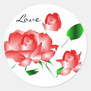 Rond Sticker "Rose Red I Love"
