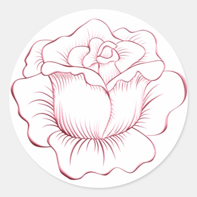 Rond Sticker rose rose et Sceau d'enveloppeA (Devant)