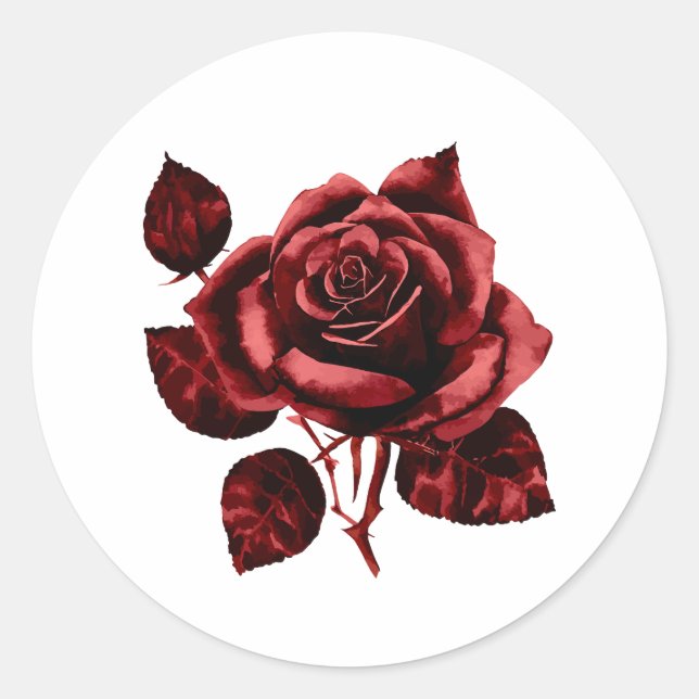 Rond Sticker Rose rouge (Devant)