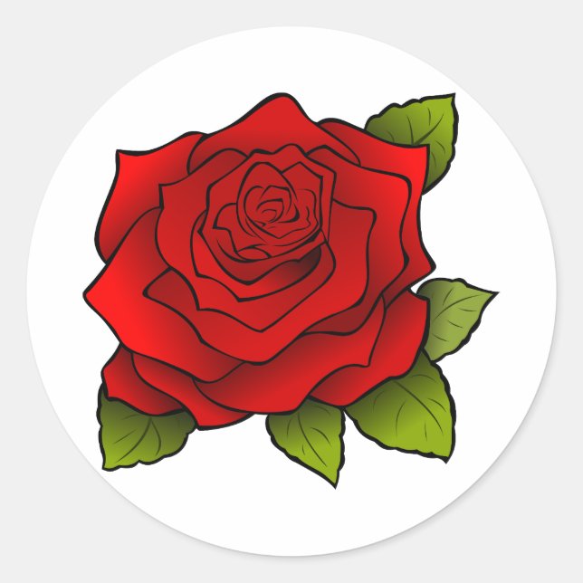 Rond Sticker Rose rouge (Devant)