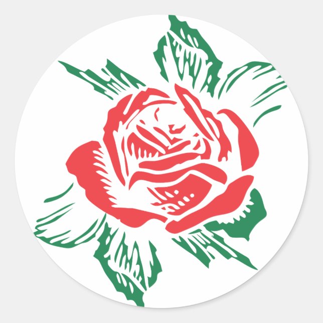 Rond Sticker Rose rouge (Devant)