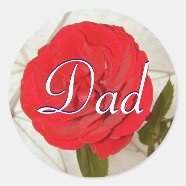 Rond Sticker Rose rouge papa (Devant)