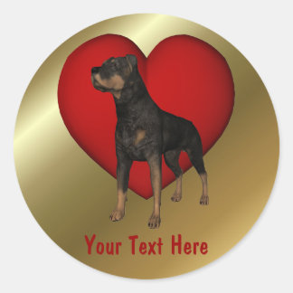 Rond Sticker Rottweiler Red Heart Dog