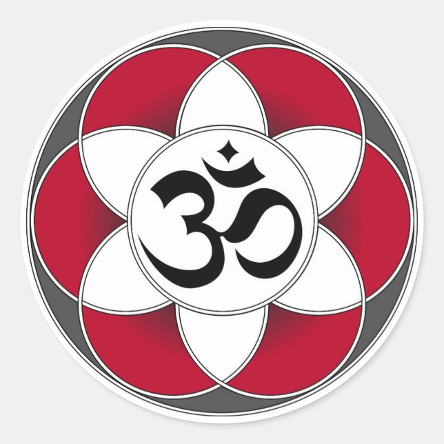 Rond Sticker rouge Aum Seed of Life (Devant)