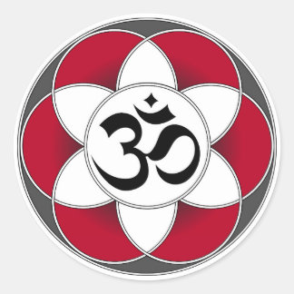 Rond Sticker rouge Aum Seed of Life