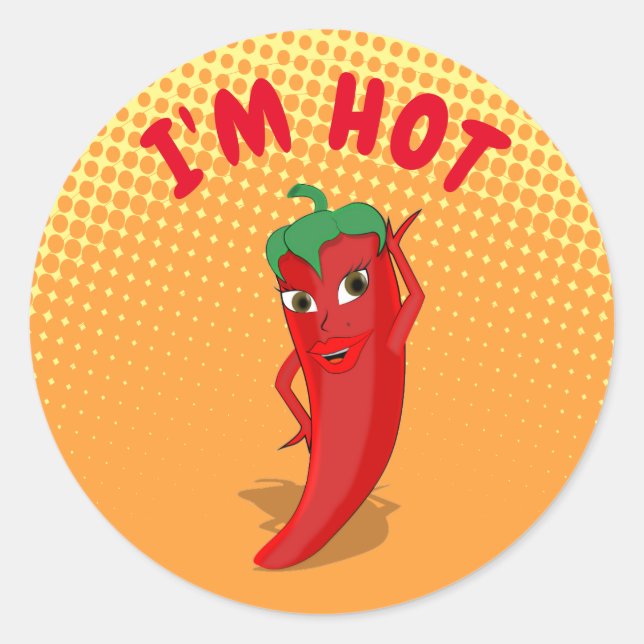 Rond Sticker rouge Hot Pepper Diva Gradient Classic Rou (Devant)