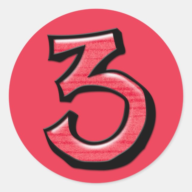 Rond Sticker rouge Silly Numéro 3 (Devant)