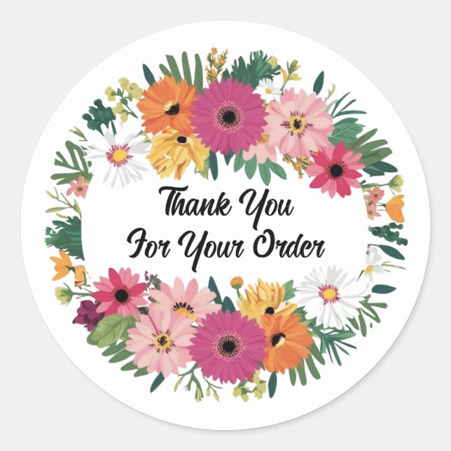 Rond sticker round merci pour votre commande (Devant)
