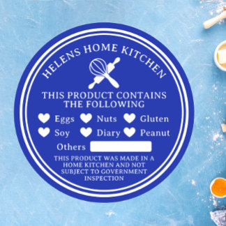 Rond Sticker Royal Blue Food Allergy Alert Bakery