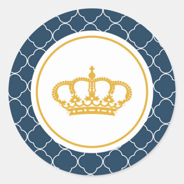 Rond Sticker Royal Blue Little Prince Crown (Devant)