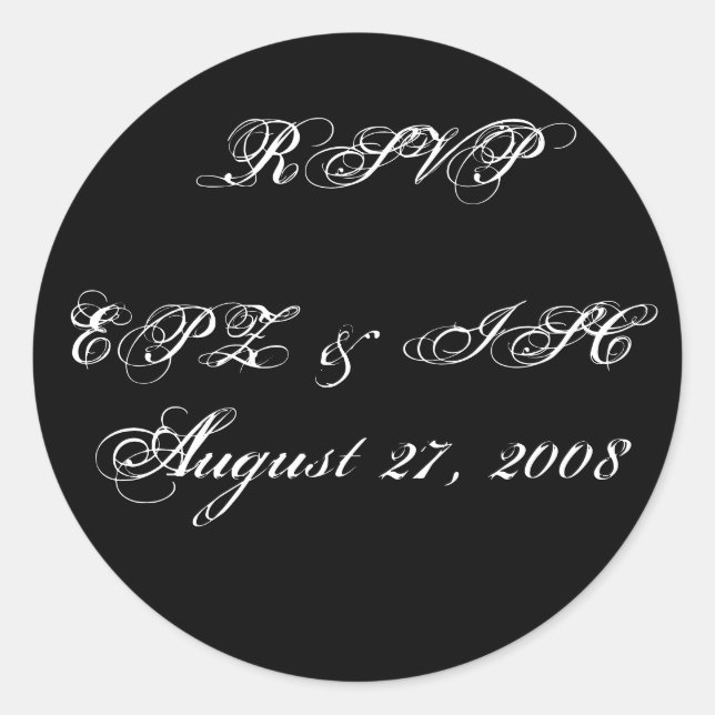 Rond Sticker RSVP avec Mariage Monogram Date (Devant)