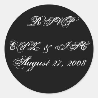Rond Sticker RSVP avec Mariage Monogram Date