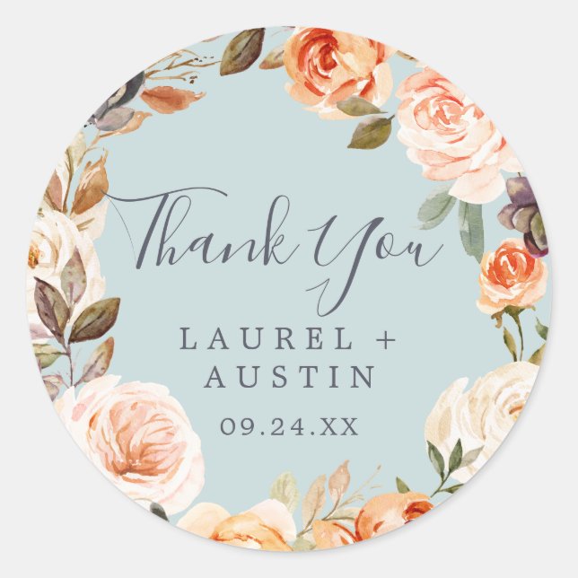Rond Sticker Rustic Earth Mint Merci de mariage Favor (Devant)