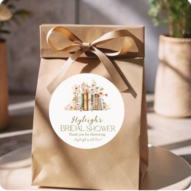 Rond Sticker Rustic Elegance Floral Book Fête des marié (Créateur téléchargé)